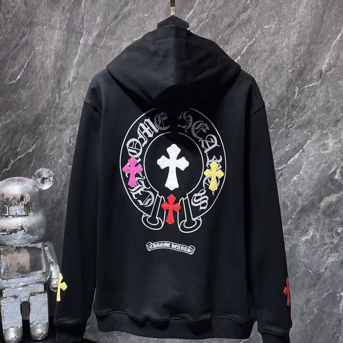 Chrome Hearts Classic Crewneck Sweatshirt in Black/White/Pink/Yellow