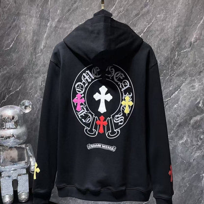 Chrome Hearts Classic Crewneck Sweatshirt in Black/White/Pink/Yellow