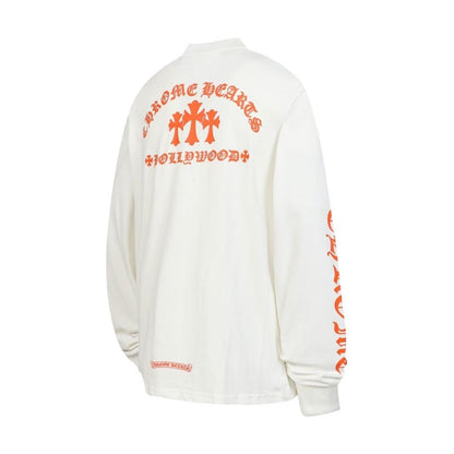 Chrome Hearts Classic Crewneck Long Sleeve T-Shirt in White/Orange