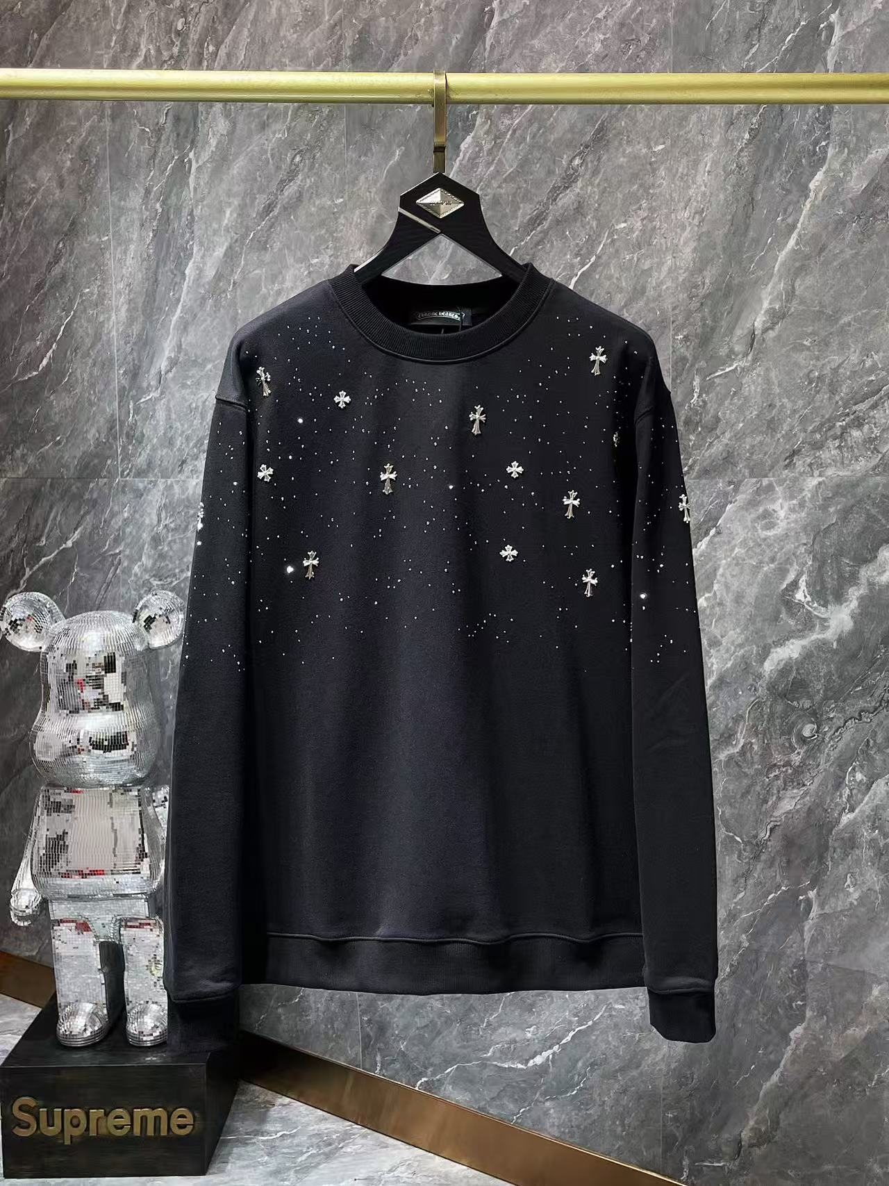CHROME HEARTS STARRY RHINESTONE SWEATSHIRT WASHED BLACK