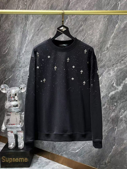 CHROME HEARTS STARRY RHINESTONE SWEATSHIRT WASHED BLACK