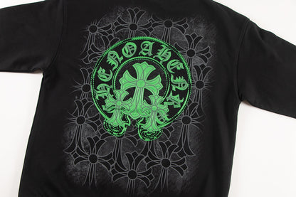 CHROME HEARTS GREEN HORSE SHOE LOGO SWEATSHIRT BLACK
