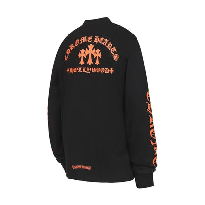Chrome Hearts Classic Crewneck Long Sleeve T-Shirt in Black/Orange