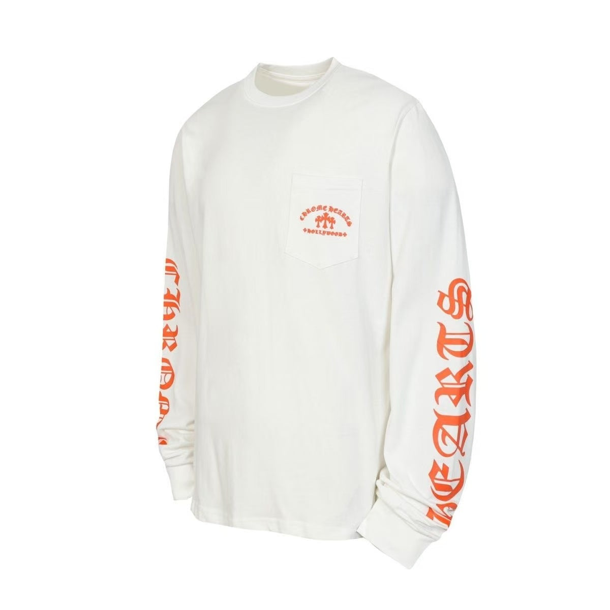 Chrome Hearts Classic Crewneck Long Sleeve T-Shirt in White/Orange