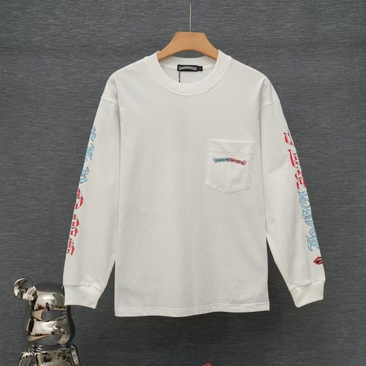 Chrome Hearts Classic Crewneck Long Sleeve T-Shirt in White/Red/Blue