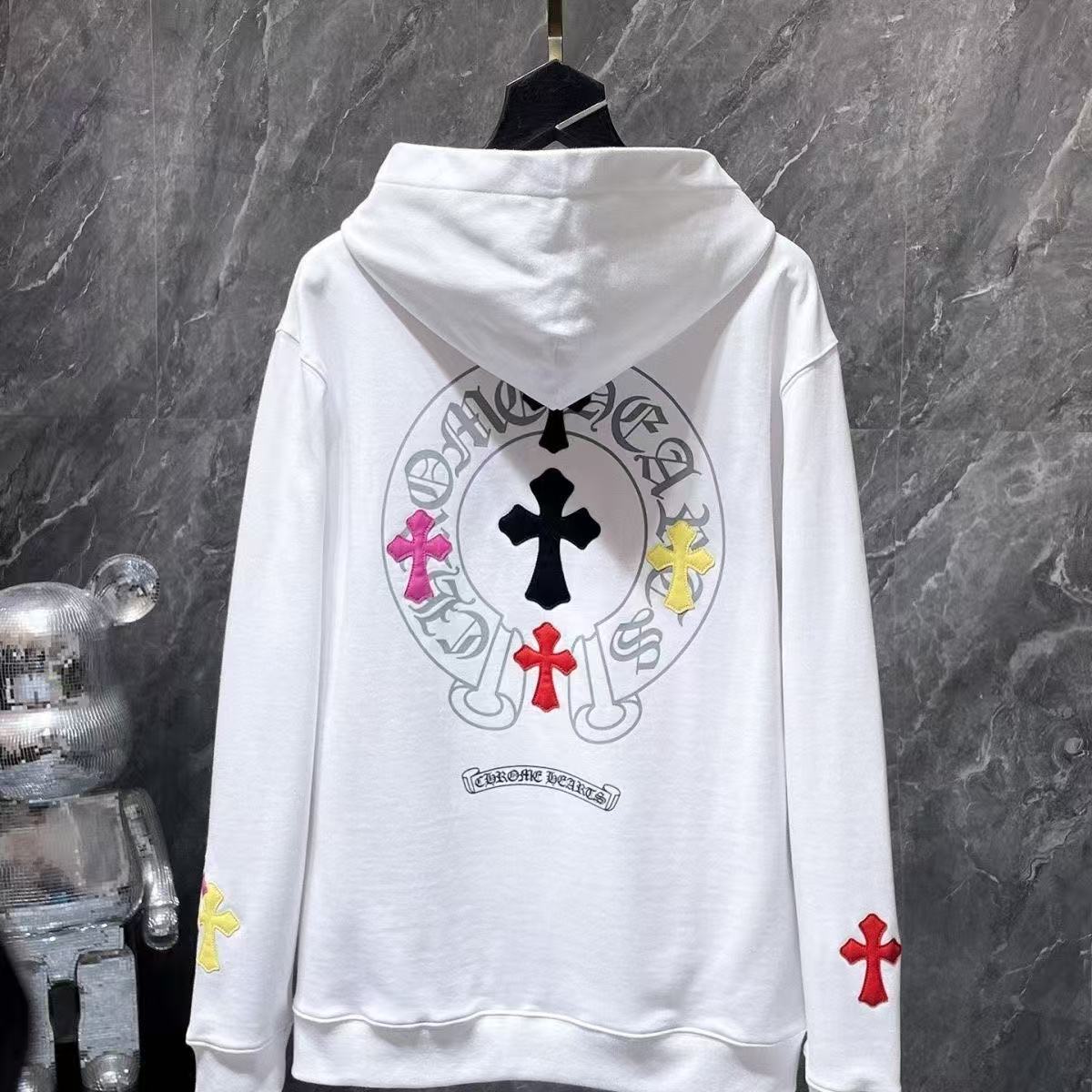 Chrome Hearts Classic Crewneck Sweatshirt in White/Black/Pink/Yellow