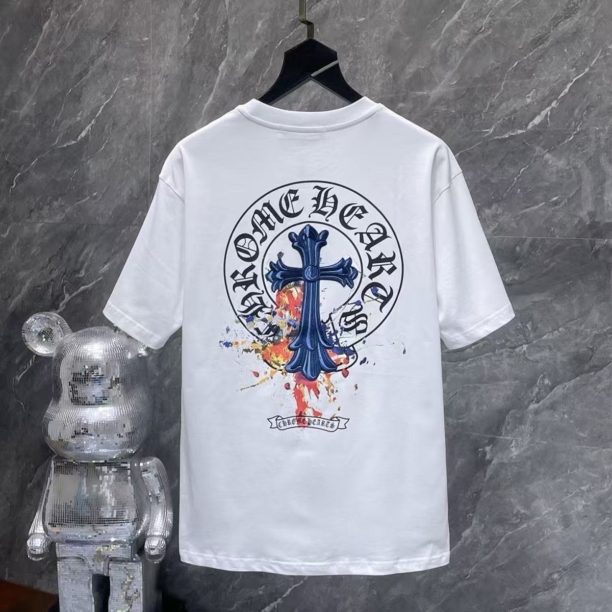 Chrome Hearts Classic Crewneck T-Shirt in White/Black/Blue