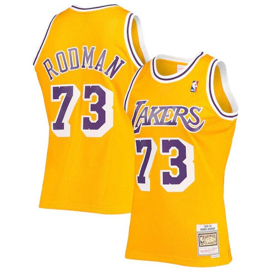 DENNIS RODMAN LOS ANGELES LAKERS THROWBACK JERSEY (HEAT APPLIED) - Prime Reps