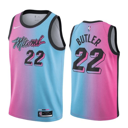 JIMMY BUTLER MIAMI HEAT PINK AND BLUE VICE CITY EDITION JERSEY - Prime Reps